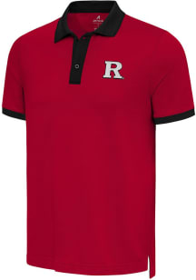 Antigua Rutgers Scarlet Knights Mens Red Noble Colorblock Short Sleeve Polo