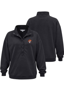 Oklahoma State Cowboys Womens Black Quilted Snap Qtr Zip