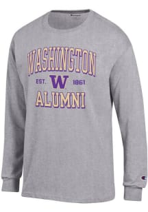Champion Washington Huskies Grey Est Alumni Jersey Long Sleeve T Shirt
