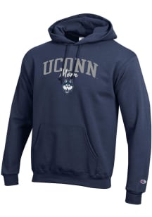 Champion UConn Huskies Mens Navy Blue Mom Script Powerblend Long Sleeve Hoodie
