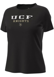Under Armour UCF Knights Womens Black Stacked over logo Tech Stretch Short Sleeve T-Shirt