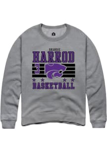 Brandie Harrod K-State Wildcats Mens Grey NIL Striped Player Crew