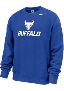 Nike Buffalo Bulls Mens Blue Flat Name Mascot Club Fleece Long Sleeve Crew Sweatshirt