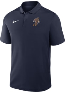 Nike West Virginia Mountaineers Mens Navy Blue Mascot Playing Football Short Sleeve Polo