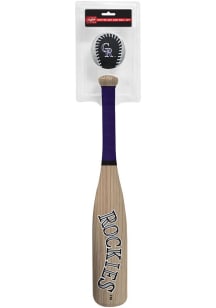 Colorado Rockies Wood Grain Print Bat and Ball Set