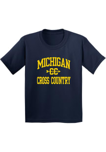 Michigan Wolverines Youth Navy Blue Arch Logo Cross Country Short Sleeve T-Shirt