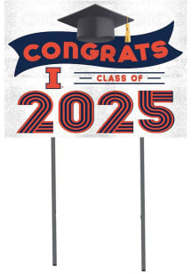 Illinois Fighting Illini KH Sports Fan Class of 2025 graduation graphic Yard Sign - White