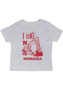 Vive La Fete Nebraska Cornhuskers Infant Excavator Short Sleeve T-Shirt Grey