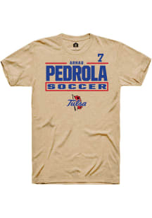 Arnau Pedrola Tulsa Golden Hurricane Brown NIL Stacked Box Short Sleeve Player T Shirt