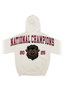 Something Inked Indiana Hoosiers Mens Ivory 2025 National Champions Bison Back Hit Long Sleeve Hoo..