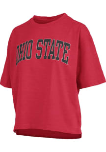 Pressbox Ohio State Buckeyes Womens Red Banner Elk Jersey Short Sleeve T-Shirt