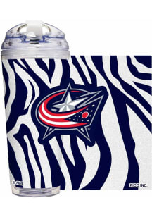 Columbus Blue Jackets Zebra Glitter 24oz Tumbler - Navy Blue