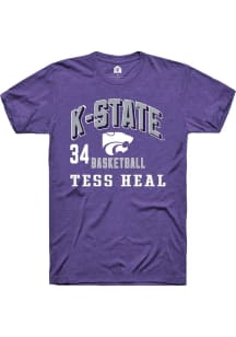 Tess Heal K-State Wildcats Purple NIL Arch Logo Short Sleeve Player T Shirt