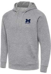 Antigua Michigan Wolverines Mens Grey Victory Softball Long Sleeve Hoodie