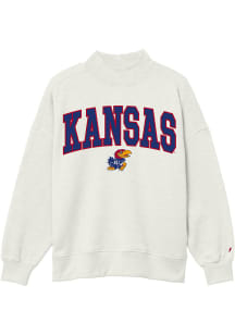 Kansas Jayhawks Womens Oatmeal Diana Mock Neck Crew Sweatshirt