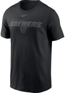 Nike Milwaukee Brewers Black Black Tonal Primary Logo Short Sleeve T Shirt