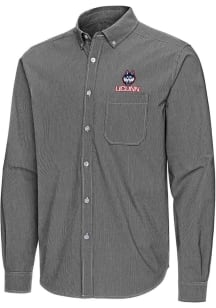 Antigua UConn Huskies Mens Black Porter Long Sleeve Dress Shirt