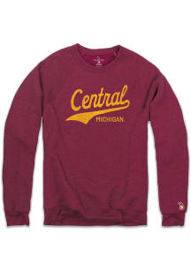 The Mitten State Central Michigan Chippewas Mens Maroon Central Long Sleeve Crew Sweatshirt