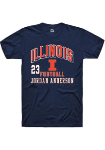 Jordan Anderson Illinois Fighting Illini Navy Blue Football NIL Arch Logo Short Sleeve Player T Sh..