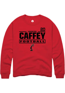Jakorion Caffey Cincinnati Bearcats Mens Red Football NIL Stacked Box Player Crew