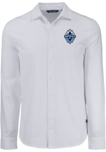 Cutter and Buck Vancouver Whitecaps FC Mens White Advantage Soft Pique Long Sleeve Dress Shirt