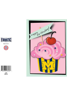 Michigan Wolverines Pink Cupcake Card Card - Pink