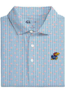 Onward Reserve Kansas Jayhawks Mens Blue Logo Repeat Short Sleeve Fashion Polo