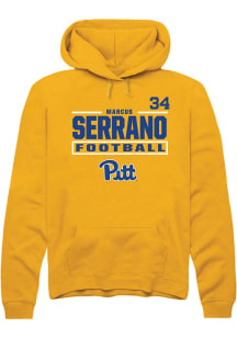 Marcus Serrano Pitt Panthers Mens Gold Football NIL Stacked Box Player Hood