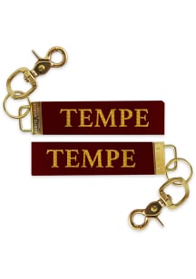 Tempe Woven Wristlet Strap Keychain - Burgundy