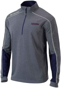 Columbia UConn Huskies Mens Navy Blue Heat Seal Omni Wick Shotgun 2.0 Long Sleeve Qtr Zip Pullover