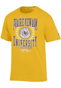 Champion Prairie View A&M Panthers Gold Arch Name Crest Short Sleeve T Shirt