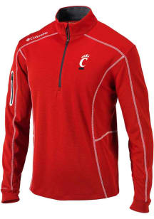 Columbia Cincinnati Bearcats Mens Red Shotgun Long Sleeve Qtr Zip Pullover