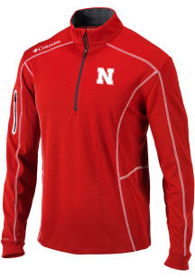 Columbia Nebraska Cornhuskers Mens Red Shotgun Long Sleeve Qtr Zip Pullover