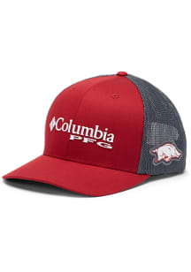 Columbia Arkansas Razorbacks CLG PFG Mesh Adjustable Hat - Red