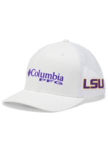 Columbia LSU Tigers CLG PFG Mesh Adjustable Hat - White