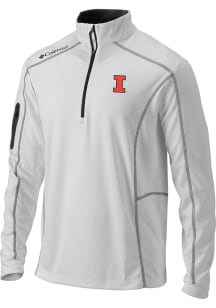 Columbia Illinois Fighting Illini Mens White Shotgun Long Sleeve Qtr Zip Pullover