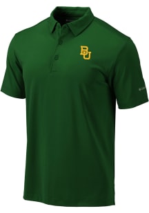 Columbia Baylor Bears Mens Green Heat Seal Omni-Wick Drive Short Sleeve Polo