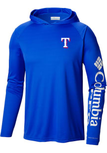 Columbia Texas Rangers Mens Blue TERMINAL TACKLE Long Sleeve Lightweight Hoodie