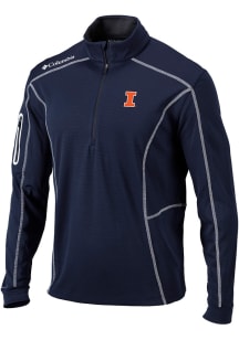 Columbia Illinois Fighting Illini Mens Navy Blue Shotgun Long Sleeve Qtr Zip Pullover