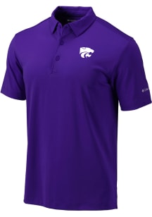 Columbia K-State Wildcats Mens Purple Heat Seal Omni-Wick Drive Short Sleeve Polo