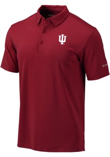 Columbia Indiana Hoosiers Mens Red Heat Seal Omni-Wick Drive Short Sleeve Polo