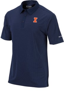 Columbia Illinois Fighting Illini Mens Navy Blue Sunday Short Sleeve Polo