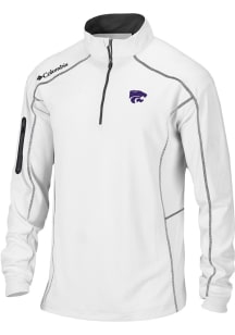 Columbia K-State Wildcats Mens White Shotgun Long Sleeve Qtr Zip Pullover