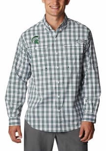Columbia Michigan State Spartans Mens Green Super Tamiami Long Sleeve Dress Shirt