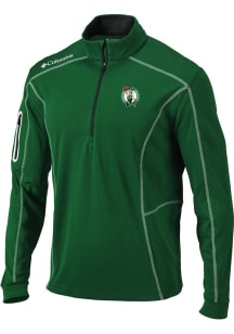Columbia Boston Celtics Mens Green Heat Seal Omni-Wick Shotgun Long Sleeve Qtr Zip Pullover