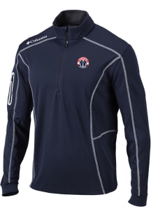 Columbia Washington Wizards Mens Navy Blue Heat Seal Omni-Wick Shotgun Long Sleeve Qtr Zip Pullove..