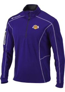 Columbia Los Angeles Lakers Mens Purple Heat Seal Omni-Wick Shotgun Long Sleeve Qtr Zip Pullover