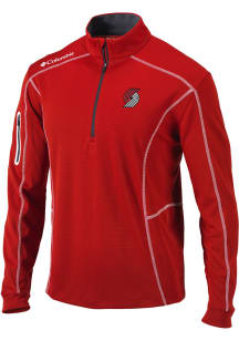 Columbia Portland Trail Blazers Mens Red Heat Seal Omni-Wick Shotgun Long Sleeve Qtr Zip Pullover