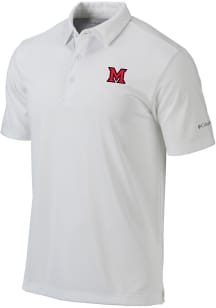 Columbia Miami RedHawks Mens White Drive Short Sleeve Polo