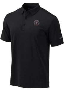 Columbia Inter Miami CF Mens Black Heat Seal Omni-Wick Drive Short Sleeve Polo